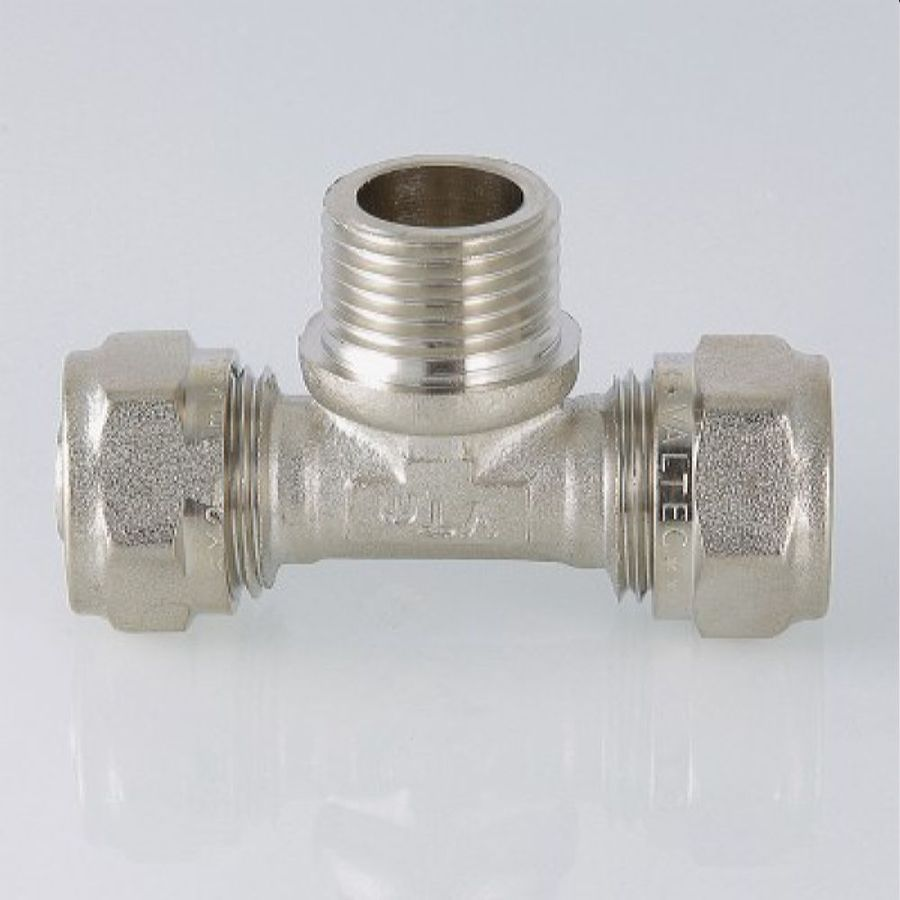 Тройник латунь никелированный VALTEC 3/4" х 20 мм, предпросмотр