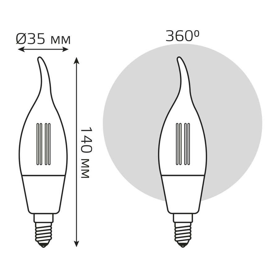 Умная Wi-Fi лампочка GaussSmartHome Filament СF35 4,5W495лмE14 CCT DIM управление голосом/смартфоном, превью