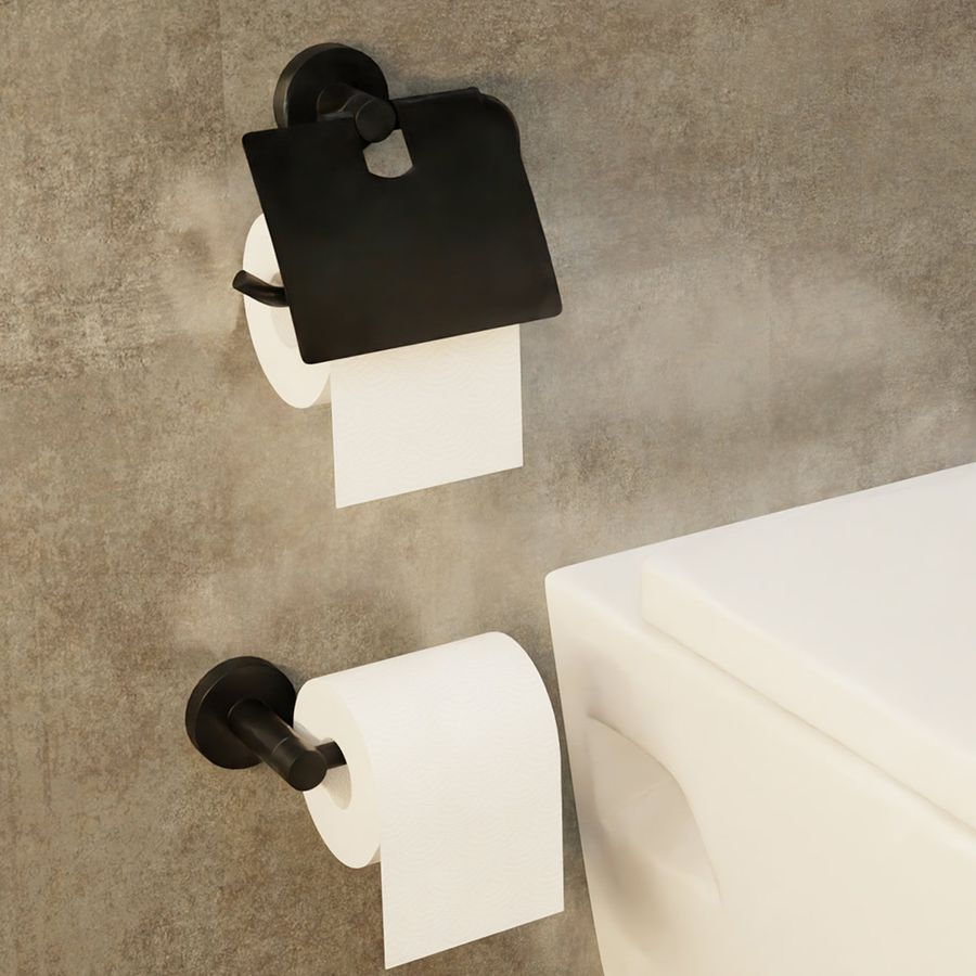 Бумагодержатель с крышкой черный comfort black 15х13х5, предпросмотр