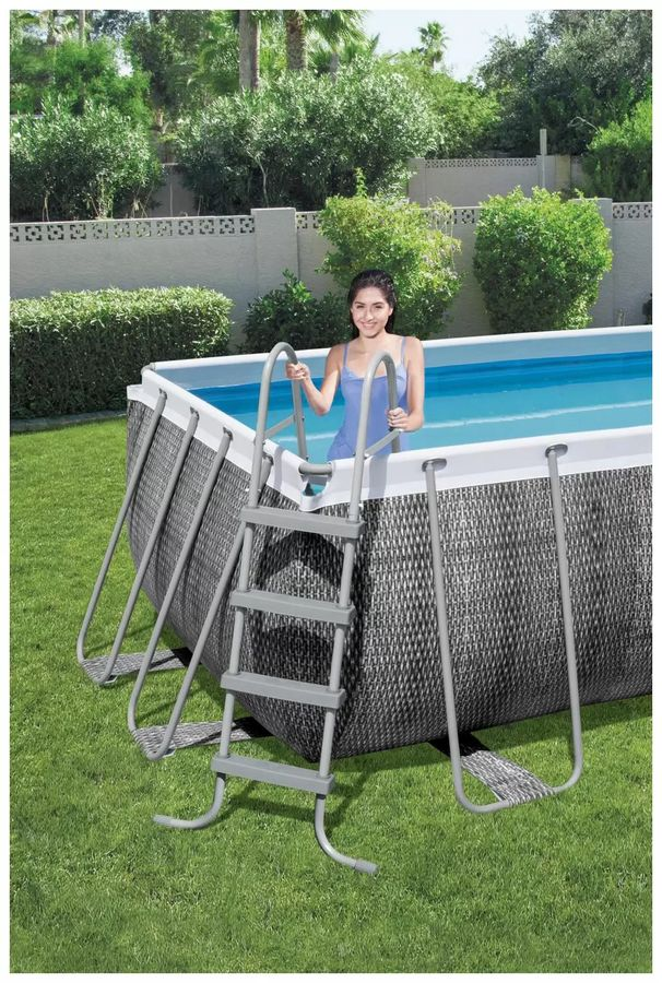 Бассейн каркасный BESTWAY Power Steel 412х201х122см, прямоугольный, лестница, насос, превью