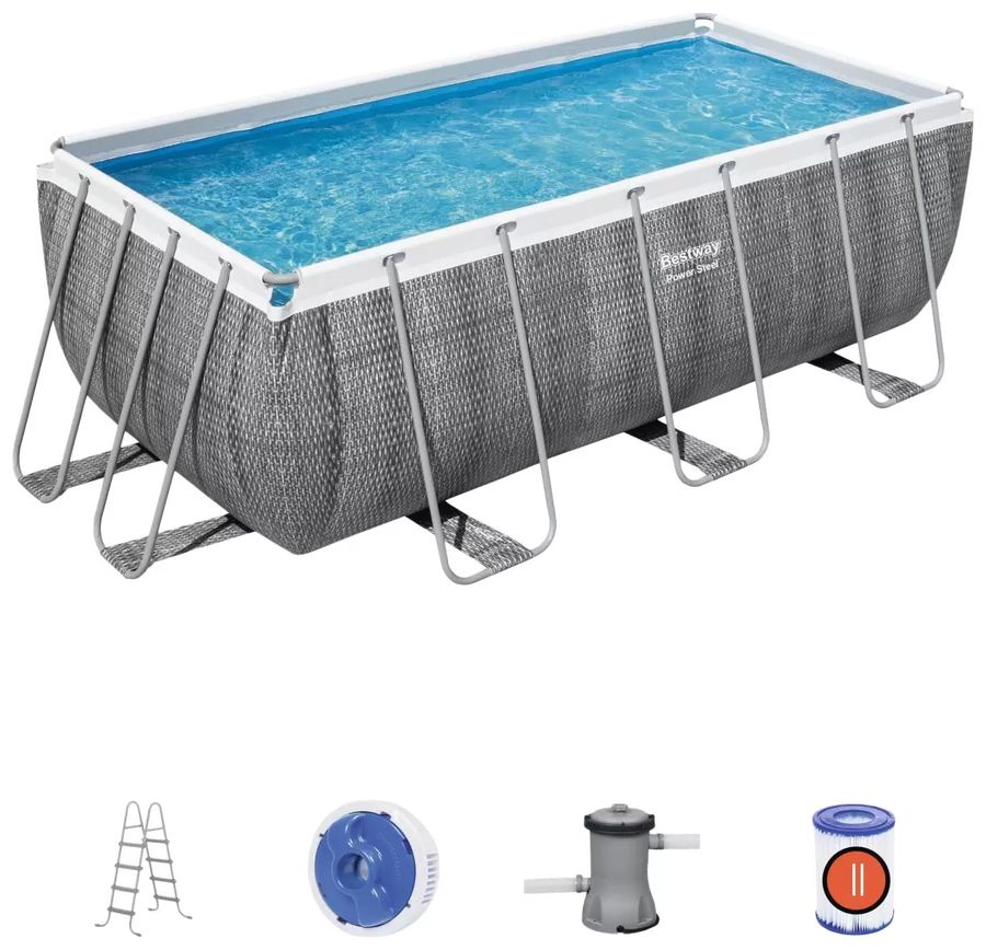 Бассейн каркасный BESTWAY Power Steel 412х201х122см, прямоугольный, лестница, насос, предпросмотр