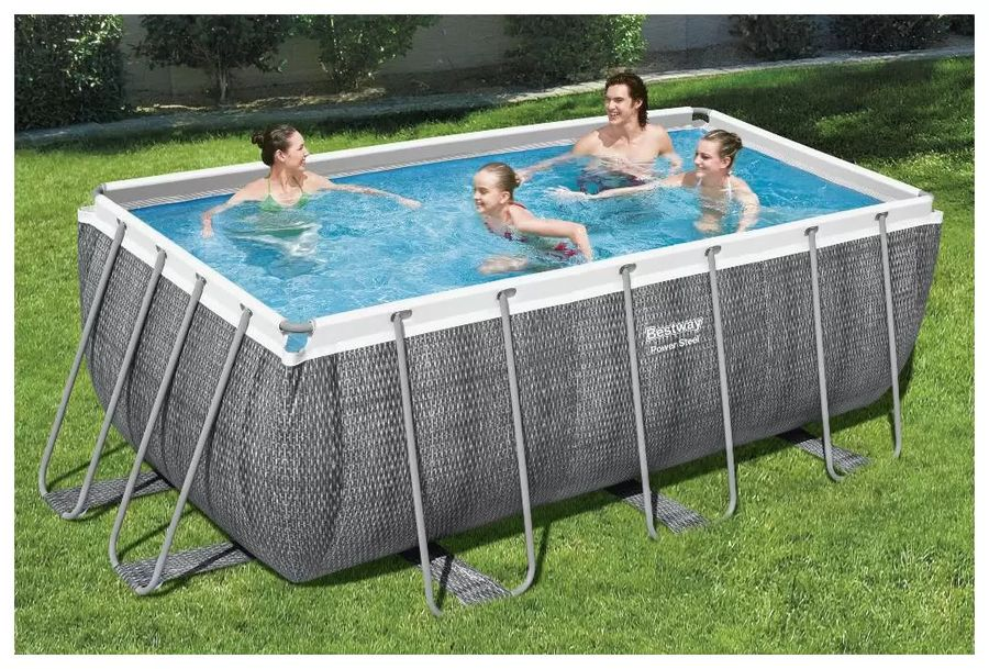 Бассейн каркасный BESTWAY Power Steel 412х201х122см, прямоугольный, лестница, насос, предпросмотр
