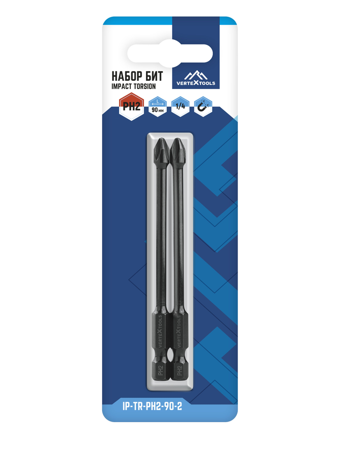 Набор бит impact torsion ph2x90 2 шт VERTEXTOOLS, предпросмотр