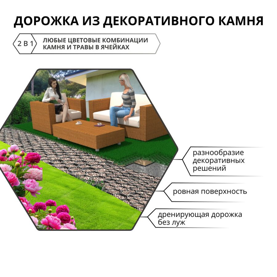 Газонная решетка Gidrolica Eco 70х40х3,2 мм зеленая (ПП), превью