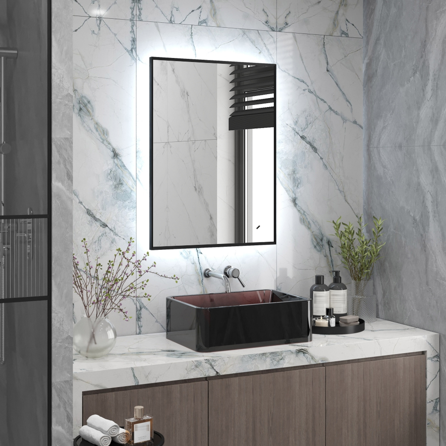 Зеркало "Tivona Black Led" 600х800 с реверсивным креплением и бесконтактным сенсором, предпросмотр