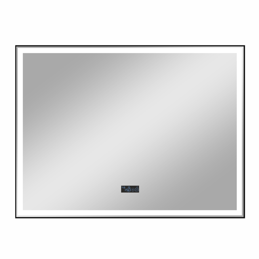 Зеркало "Sten Black Led" 800х600 с LCD часами с сенсорными кнопками и функцией антизапотевания, превью