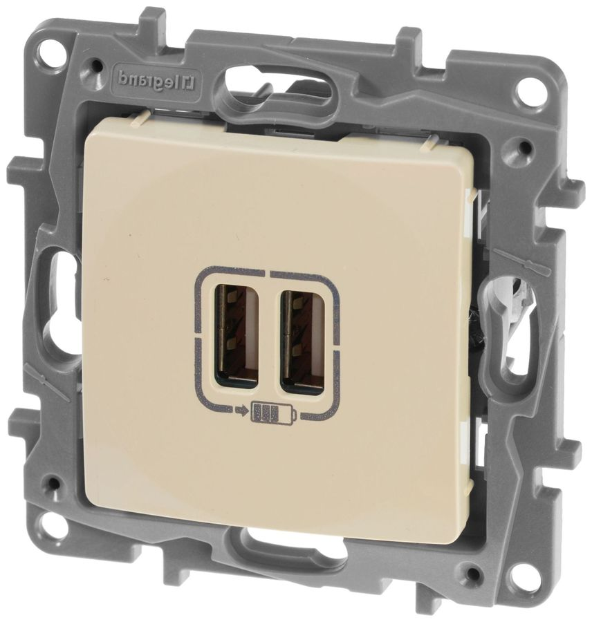 Розетка USB 2 поста Legrand Etika слоновая кость, предпросмотр