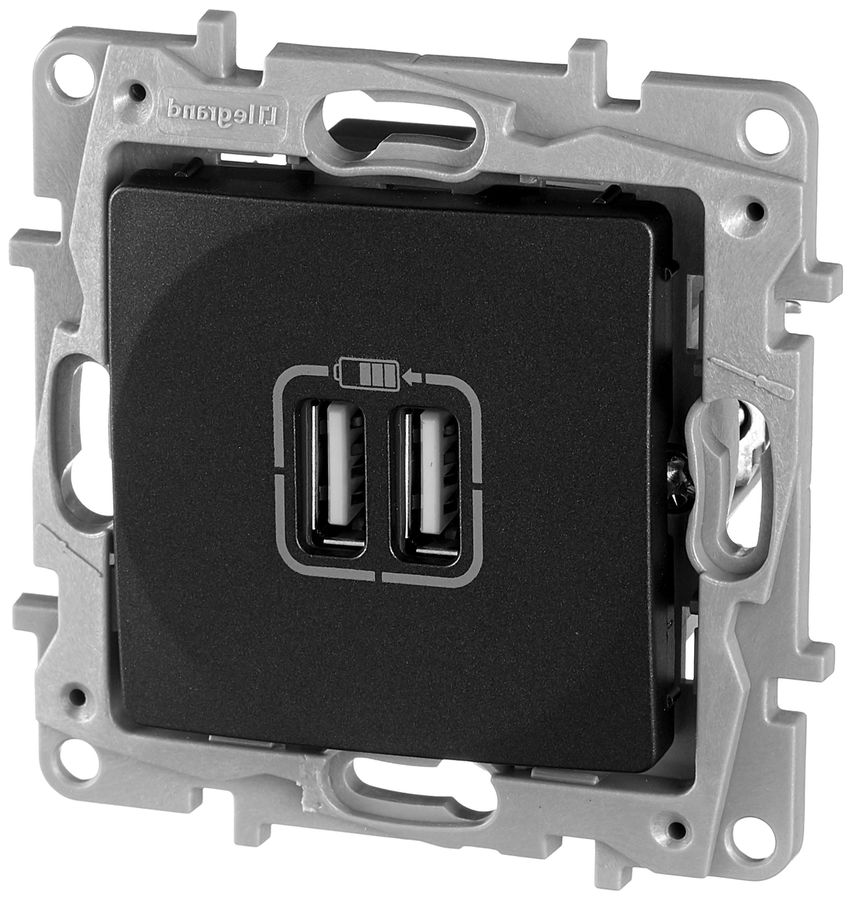 Розетка USB 2 поста Legrand Etika антрацит, предпросмотр