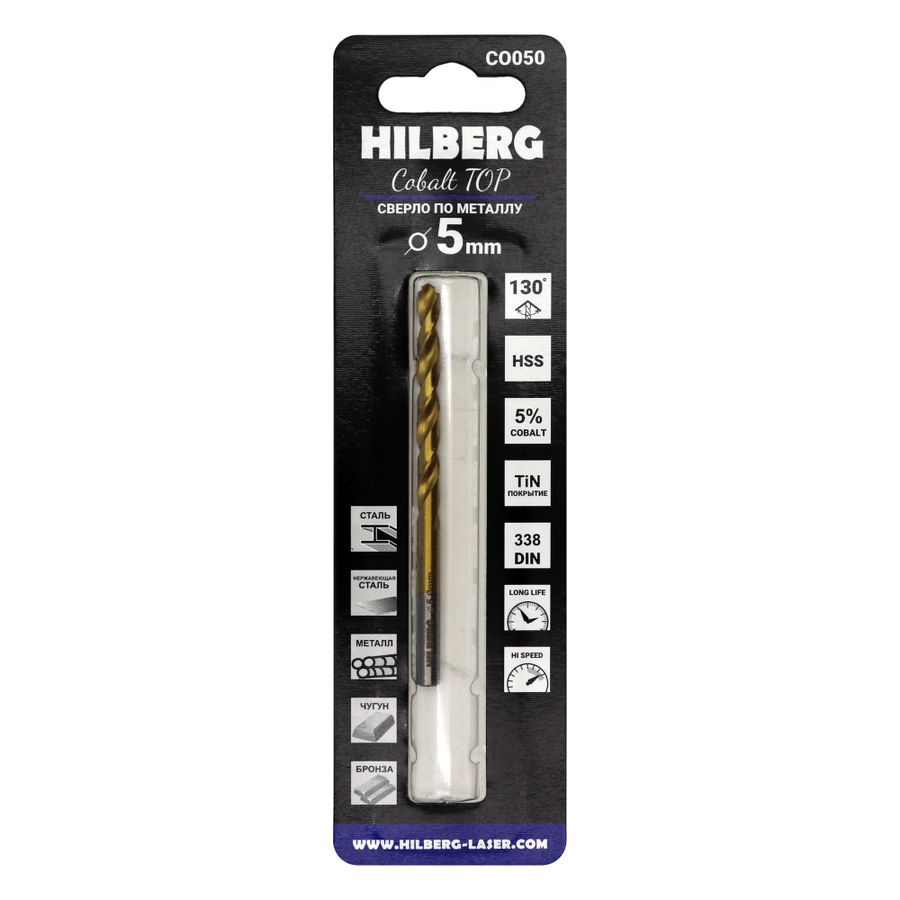 Сверло по металлу 5.0*86(52) мм HILBERG Cobalt 5% TOP, CO050, превью