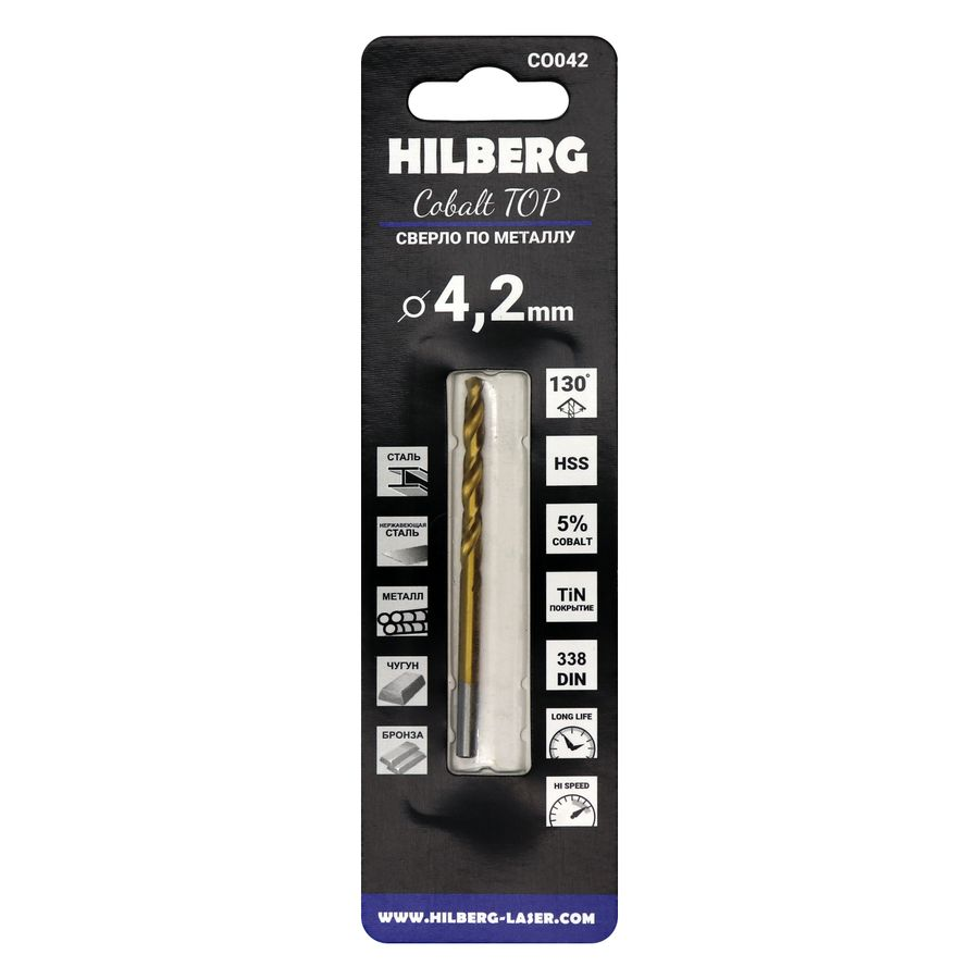 Сверло по металлу 4.2*75(43) мм HILBERG Cobalt 5% TOP, CO042, предпросмотр