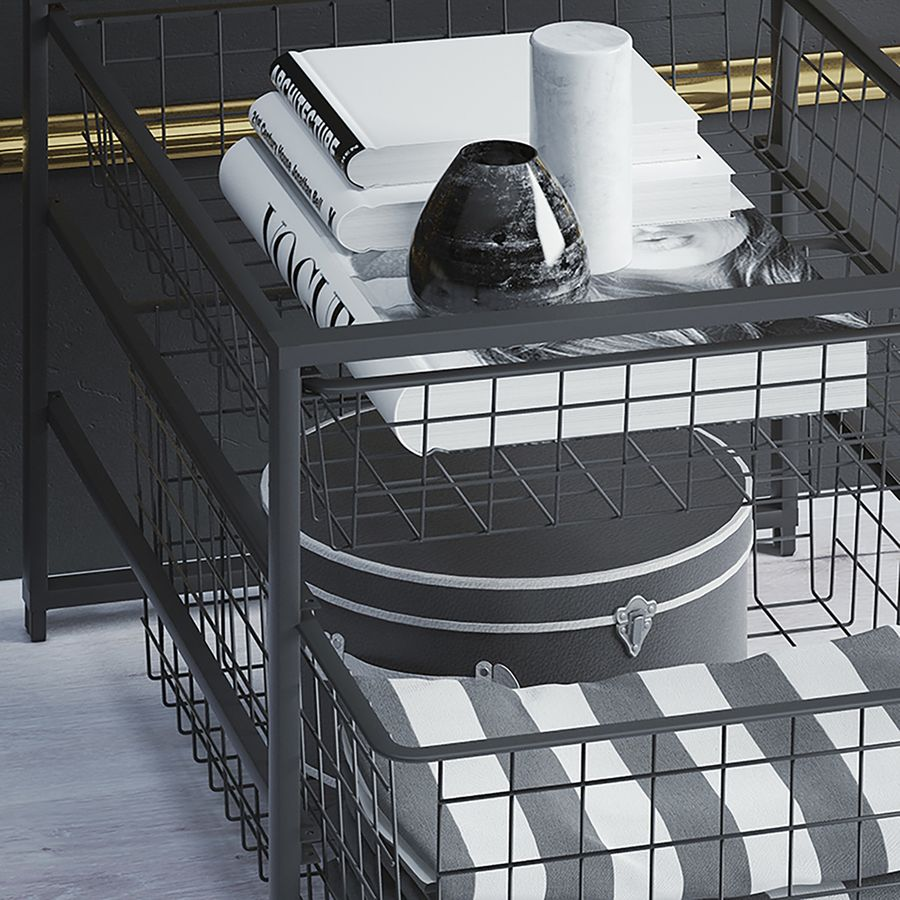 Корзина проволочная Larvij 555x410x85 мм 15 кг черная, предпросмотр