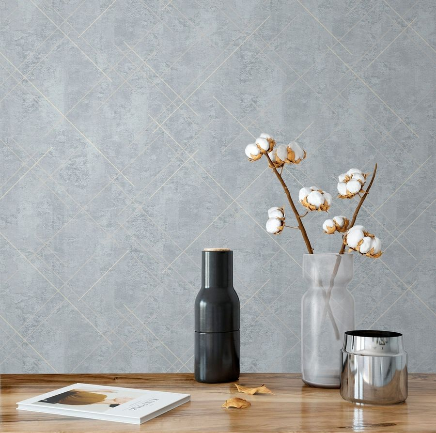 Виниловые обои Erismann Lines 60990-04 серые 10,05 x 1,06 м, предпросмотр