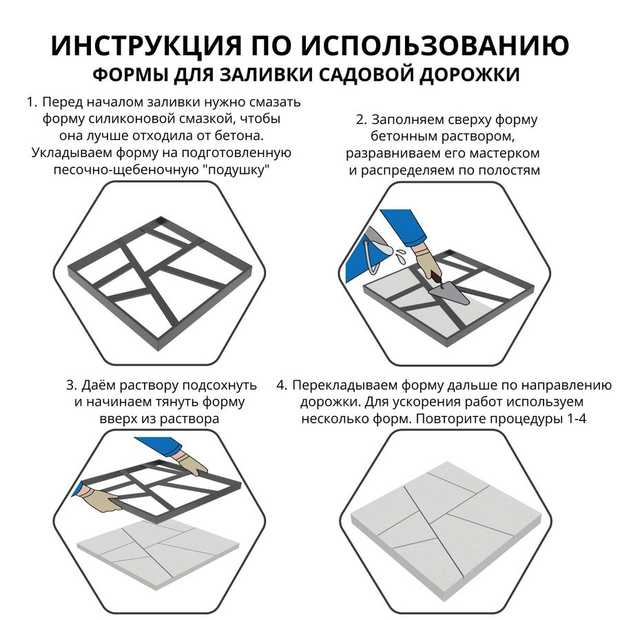 Форма для садовых дорожек Gidrolica Way Геометрия 40х40х4 см (ПП), превью