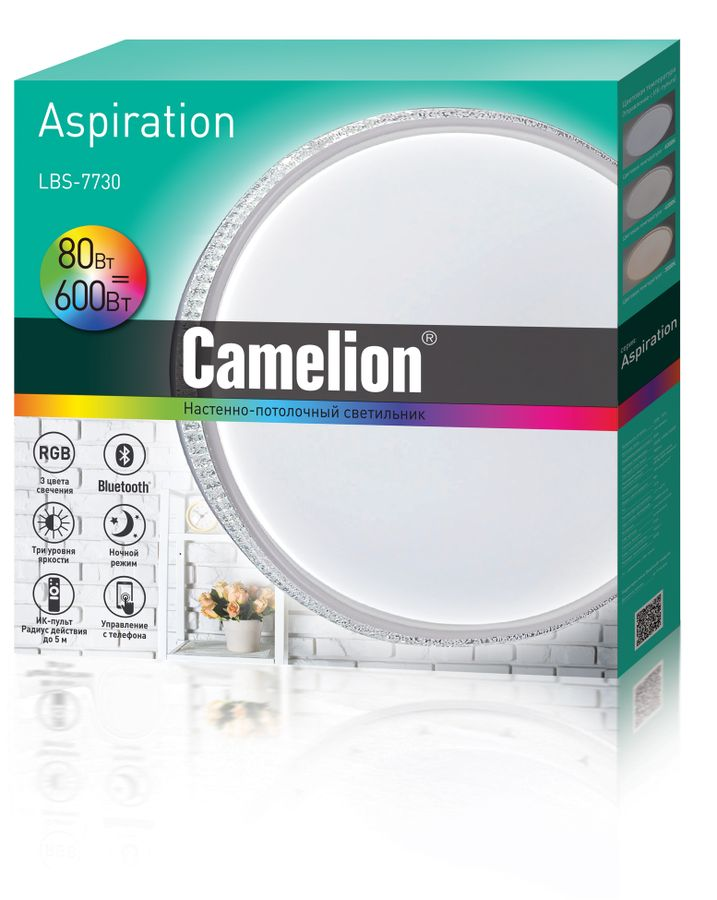 Светильник настенно-потолочный Camelion LBS-7737 LED 80 Вт 3000-6000 К 7800 Лм пульт, превью