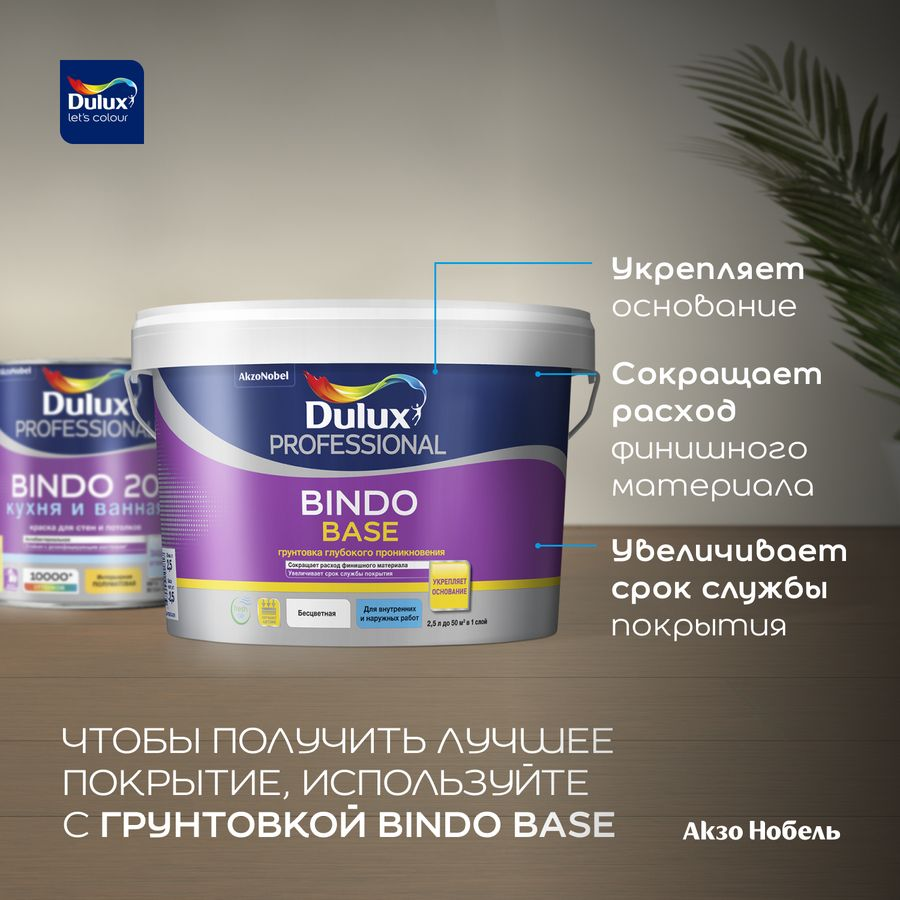 Краска интерьерная Dulux Bindo 20 полуматовая база BW 9 л, превью