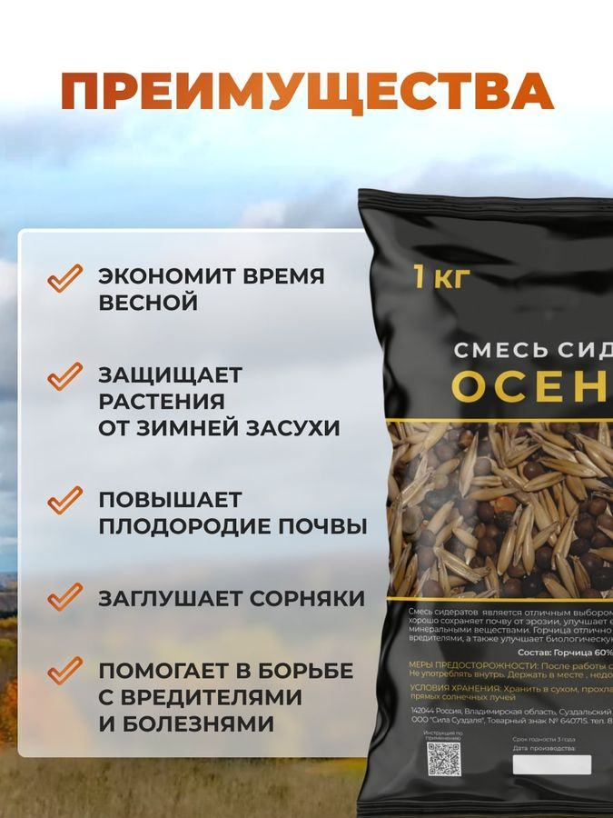 Смесь сидератов осенняя Сила Суздаля 1 кг, превью