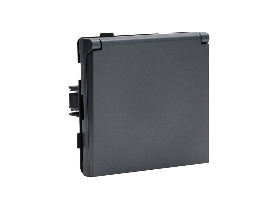 Розетка электрическая 1 пост ALTECH ENCORE 1SG IP44 графит, предпросмотр