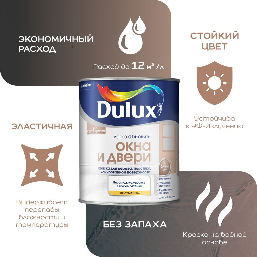 Краска по дереву Dulux  BC матовая прозрачная 0,75 л, превью