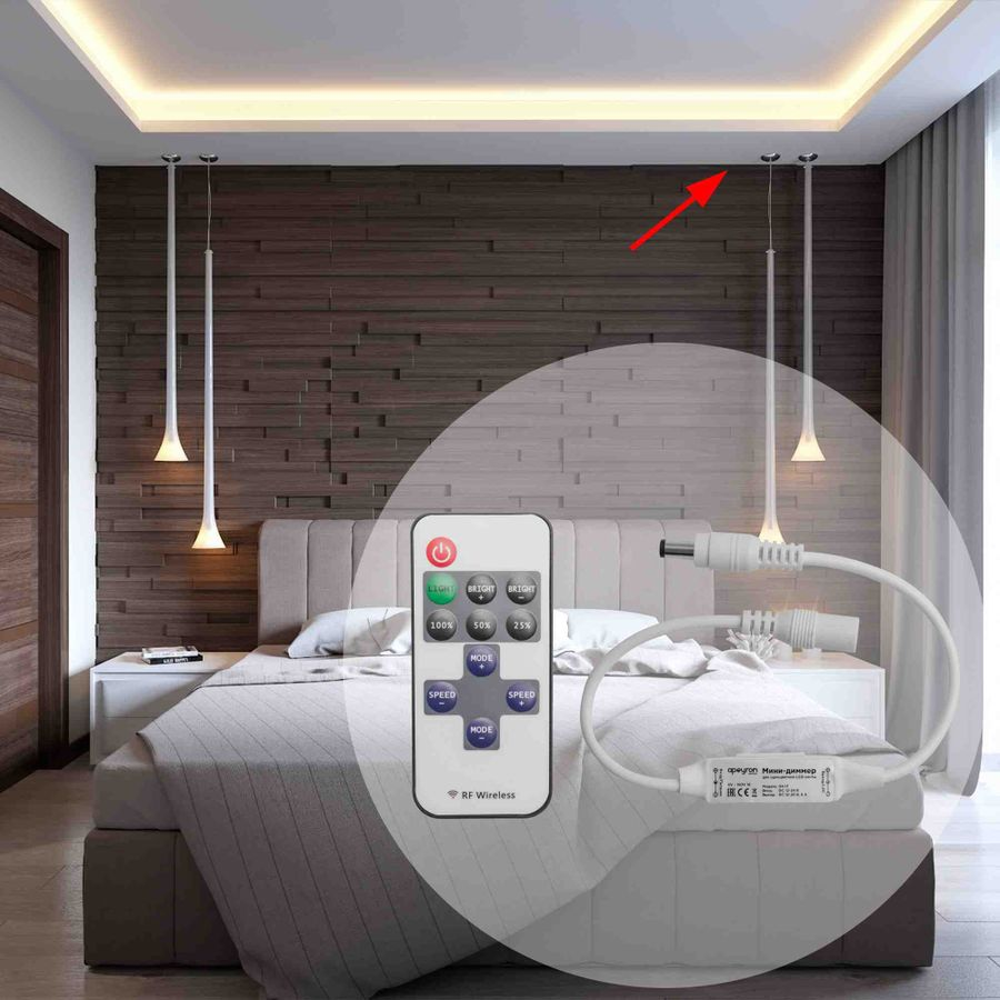 Диммер для светодиодной ленты Apeyron Electrics 04-10 72-144 Вт 12-24 В 6 А, превью