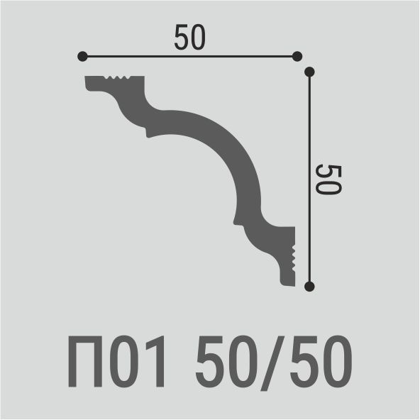 Плинтус потолочный Де-Багет П 01 50/50, предпросмотр