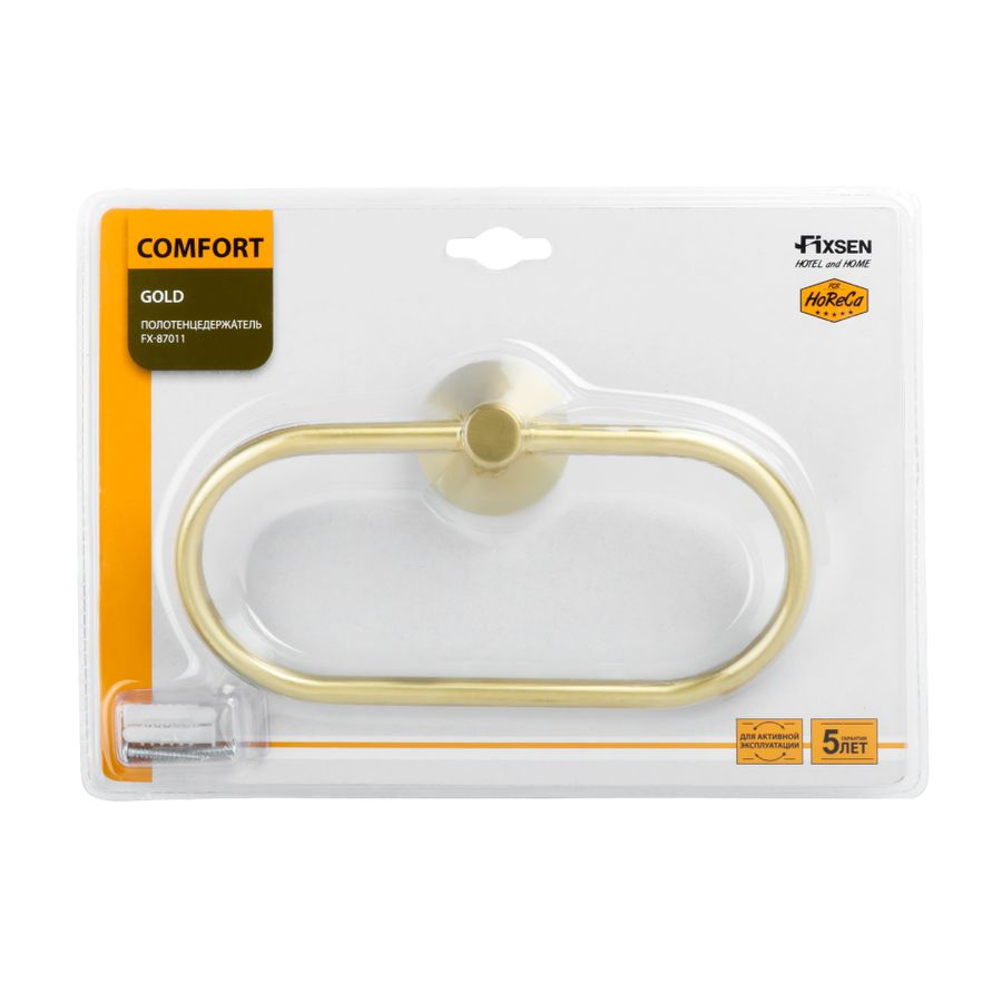Держатель для полотенца кольцо Comfort Gold золото-сатин, предпросмотр