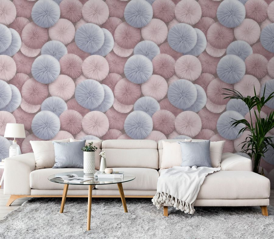 Виниловые обои WALLSECRET Pompon 8992-16 разноцветные 1,06х10,05 м, предпросмотр