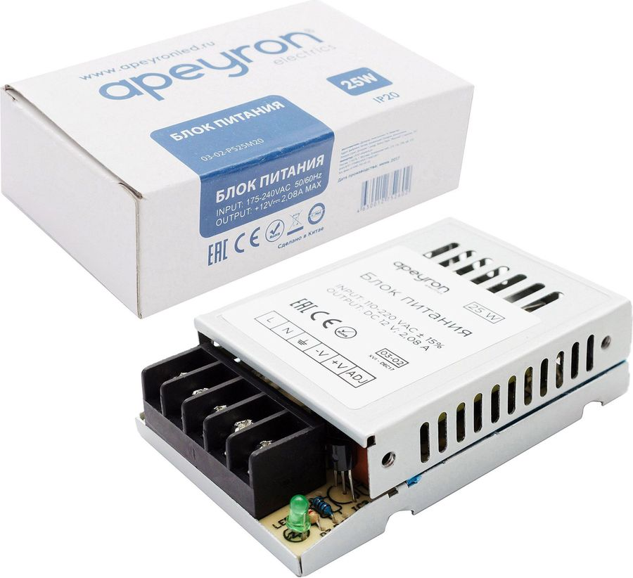 Блок питания для светодиодной ленты Apeyron Electrics 03-02 25 Вт 12 В 2 А, предпросмотр