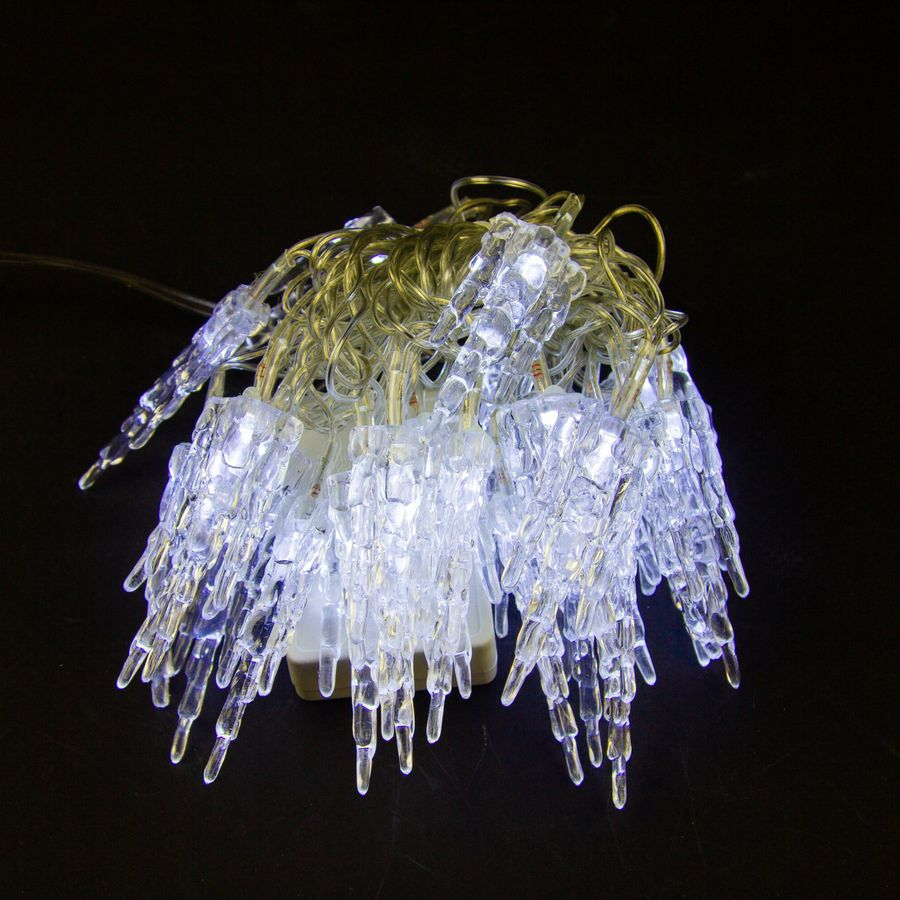 Гирлянда внутренняя нить B&H Тройные сосульки 25 LED белый 2,4 м, предпросмотр