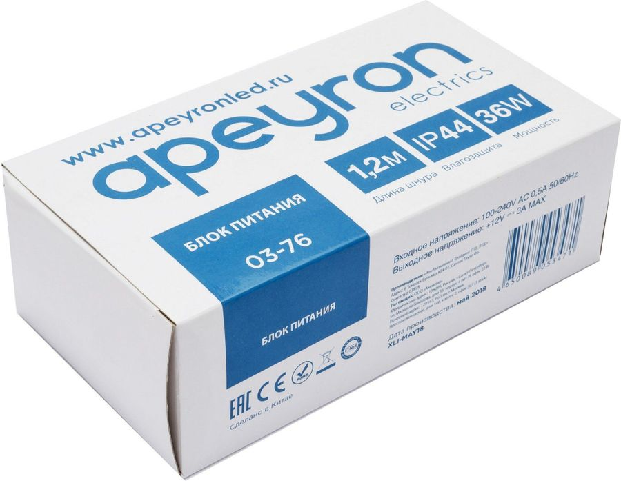Блок питания для светодиодной ленты Apeyron Electrics 03-76 36 Вт 12 В 3 А, превью