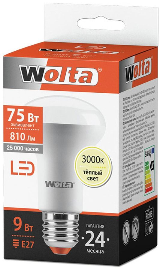 Светодиодная лампа Wolta STANDART E27 9 Вт 810 лм 3000 К рефлектор, предпросмотр