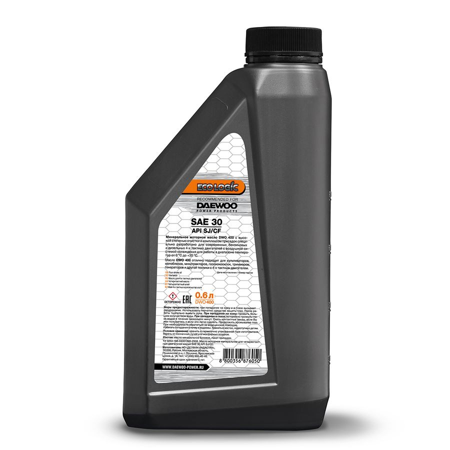 Масло для 4-х тактных двигателей DAEWOO Ecologic Dwo 400 SAE 30, минеральное, 600мл, предпросмотр