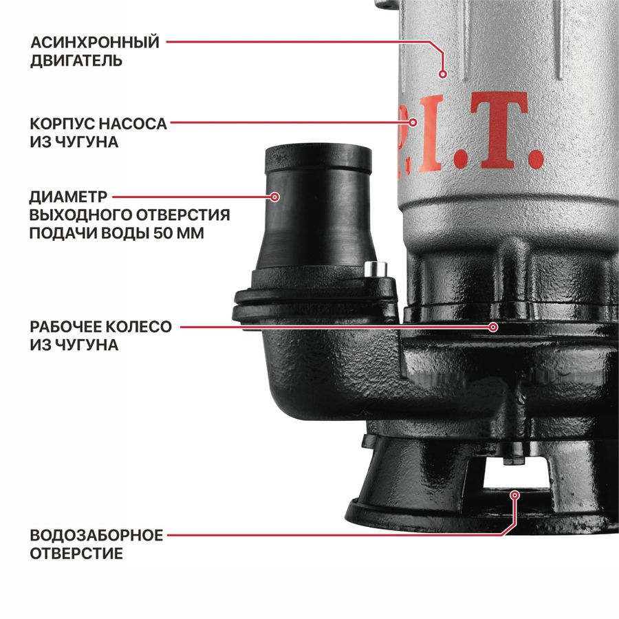 Насос фекальный P.I.T. PSW900-W3 900Вт 18 м, предпросмотр