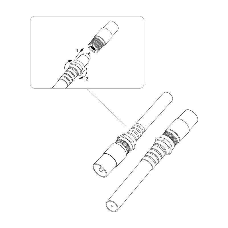 Переходник антенный REXANT (гнездо F - штекер TV) RG-6 1 шт, предпросмотр