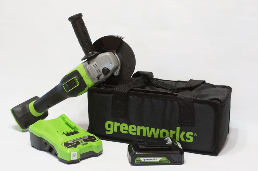 Шлифмашина угловая аккумуляторная GREENWORKS GD24AG 24В с АКБ и ЗУ, превью