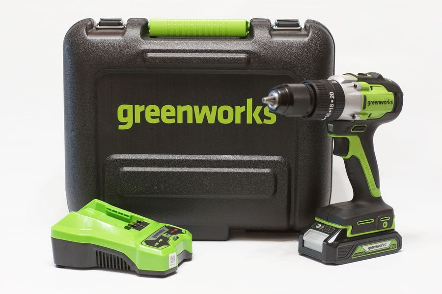 Дрель-шуруповерт аккумуляторная GREENWORKS GD24DD60 АКБ + ЗУ, предпросмотр