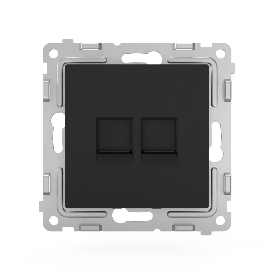 Розетка RJ-45 2 поста TOKOV ELECTRIC PIXEL карбон, превью