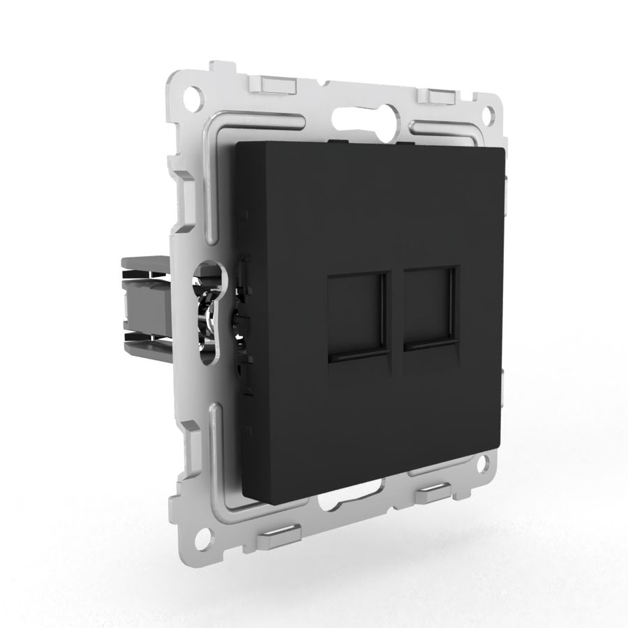 Розетка RJ-45 2 поста TOKOV ELECTRIC PIXEL карбон, превью