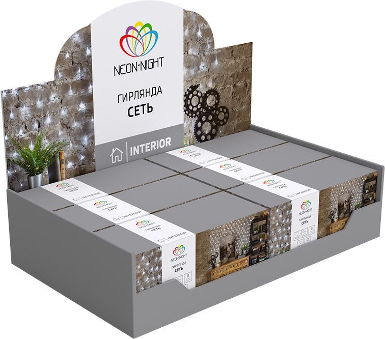 Гирлянда внутренняя сетка Neon-Night 180 LED белый 1,8 м, предпросмотр