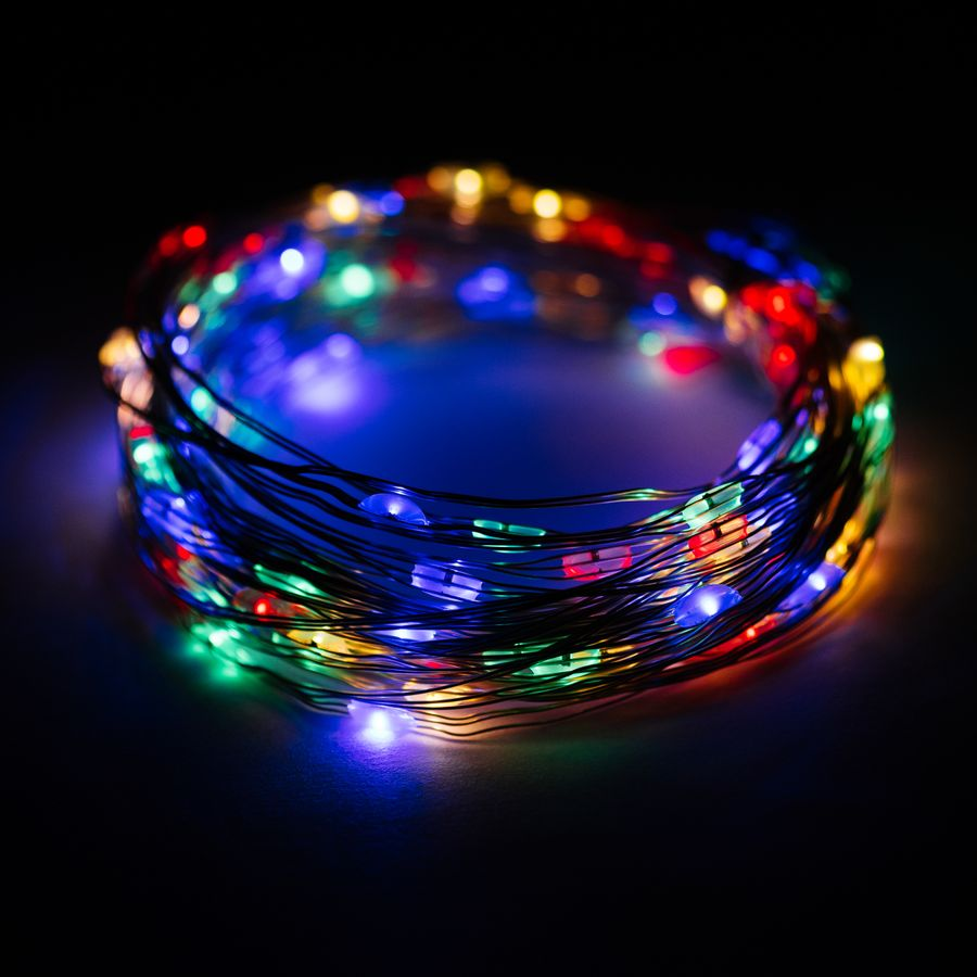 Гирлянда нить SH LIGHTS 100 LED мультиколор 10 м, предпросмотр