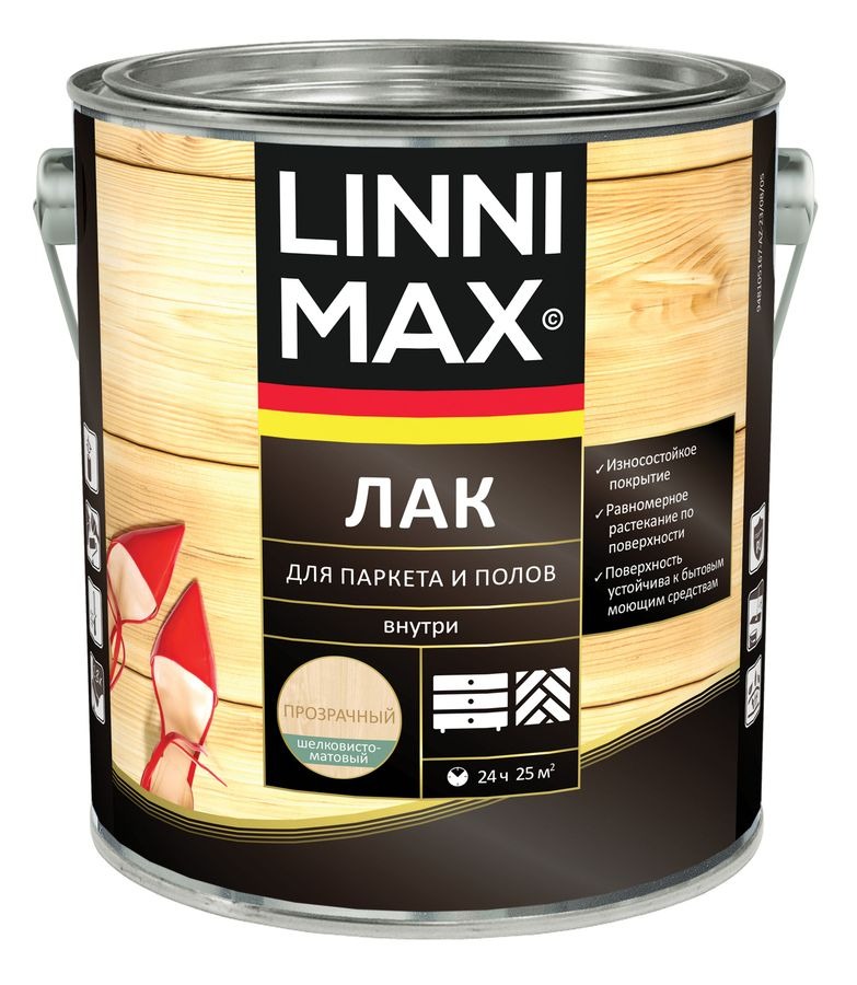 Лак алкидно-уретановый LINNIMAX Лак для паркета и полов шелковисто-матовый 2,5 л, превью