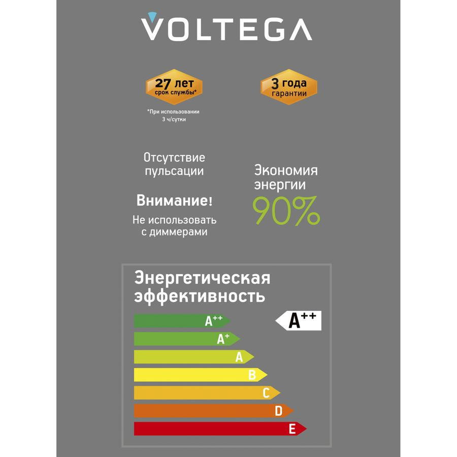 Лампочка Voltega 8568 164x125x125 световой поток 220 Лм цветовая температура 1800 К., превью