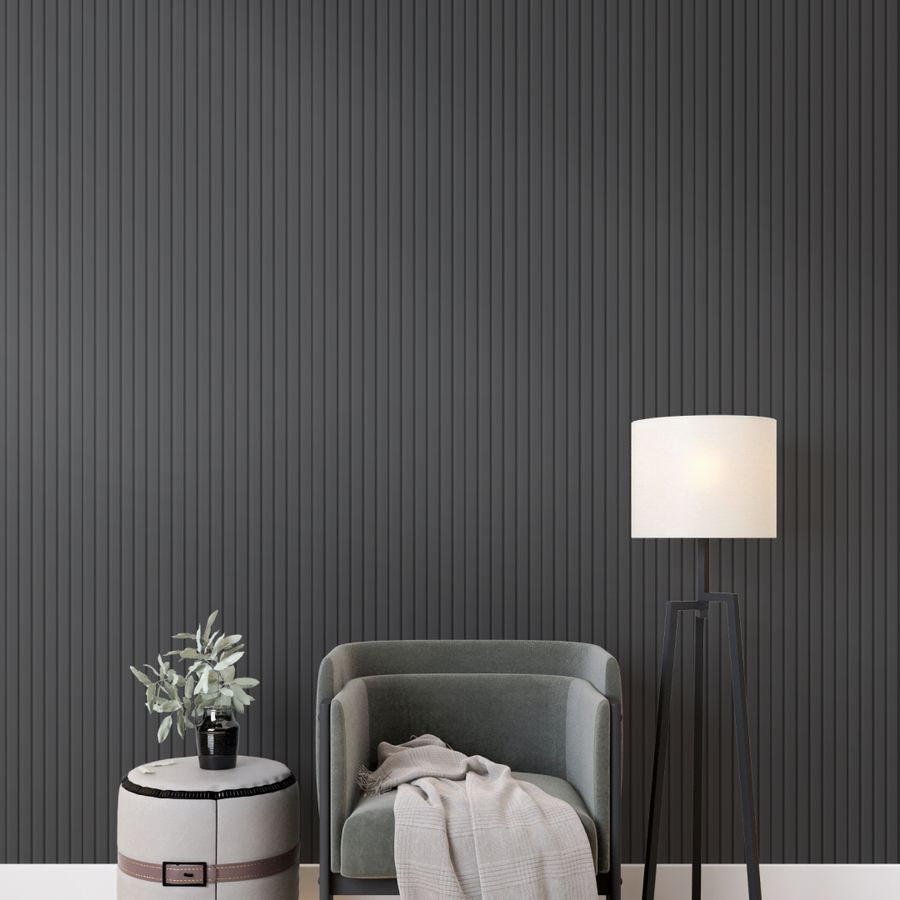 Панель Стеновая Реечная МДФ Stella Beats De Luxe Black Lead 2700x119x16 мм, предпросмотр