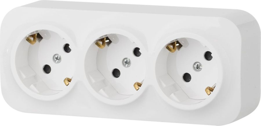 Розеточный блок 3 поста Legrand Quteo 782238 белый, превью