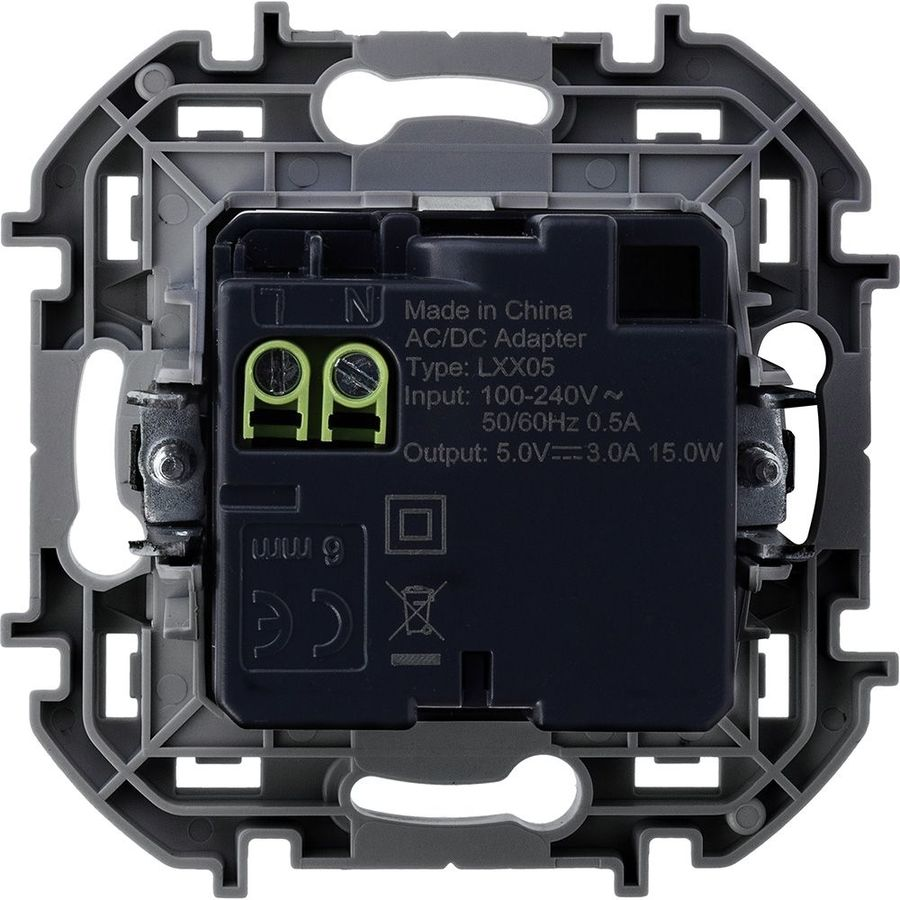 Розетка USB Type-A+C 1 пост Legrand Inspiria антрацит, предпросмотр