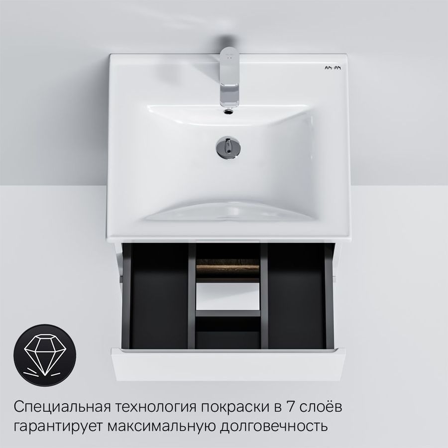 База под раковину AM.PM X-JOY подвесная 55 см 2 ящика белый глянец, предпросмотр