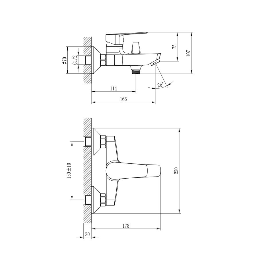 Смеситель Rossinka S35-31 для ванны, предпросмотр