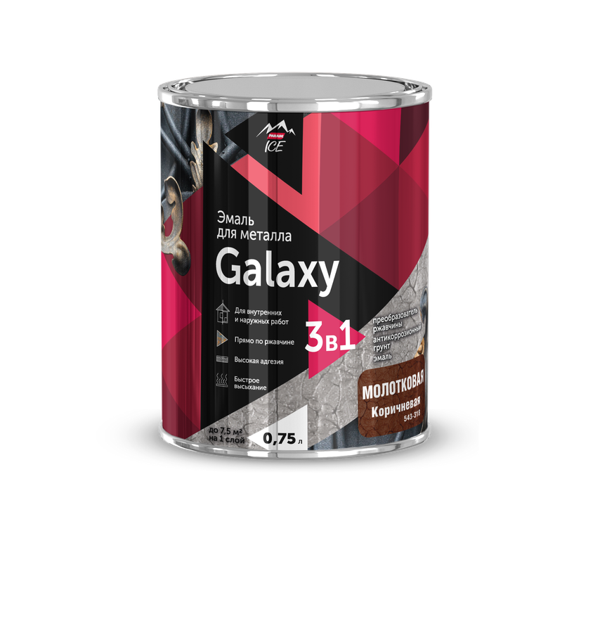Эмаль по металлу Parade Galaxy молотковая Коричневый 0,75 л, превью