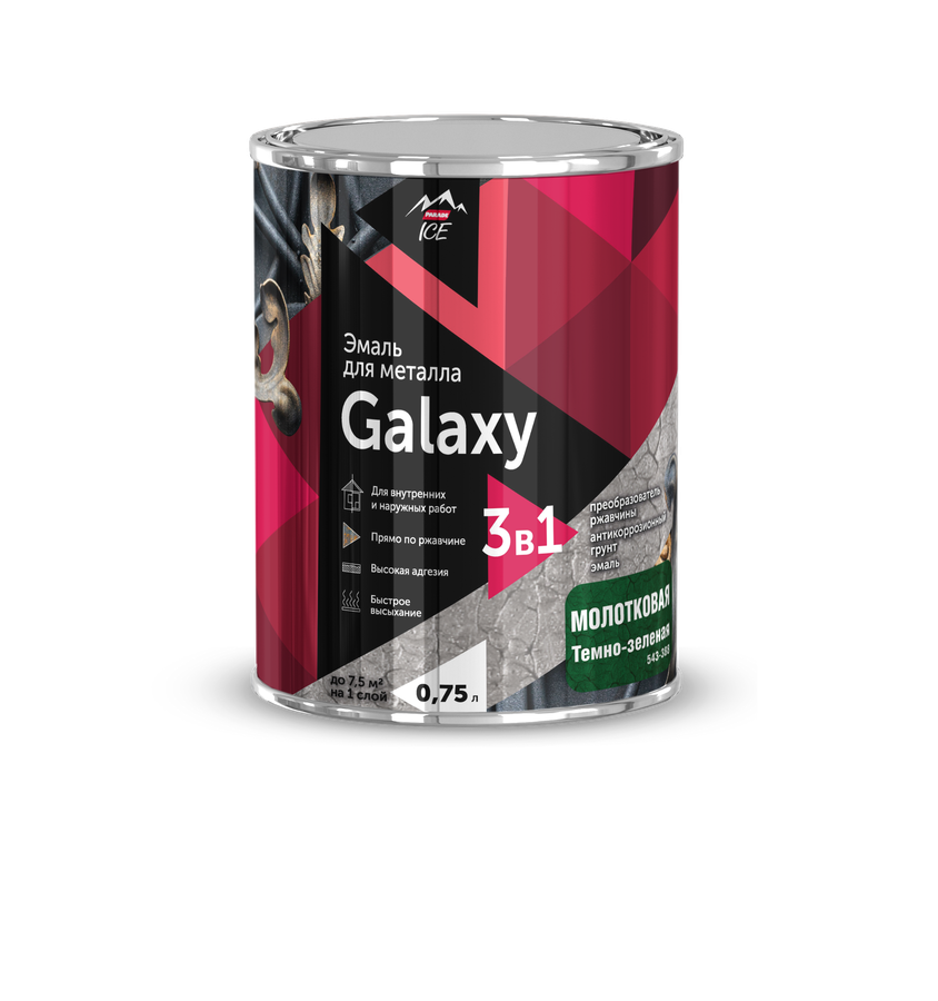 Эмаль по металлу Parade Galaxy молотковая Темно-зеленый 0,75 л, превью