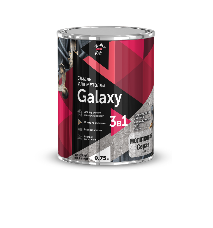 Эмаль по металлу Parade Galaxy молотковая Серый 0,75 л, превью