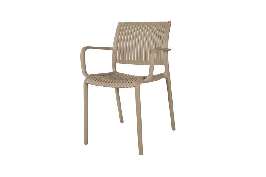 Стул пластиковый с подлокотниками серо-бежевый, Арт. WP7022-grey-beige, превью